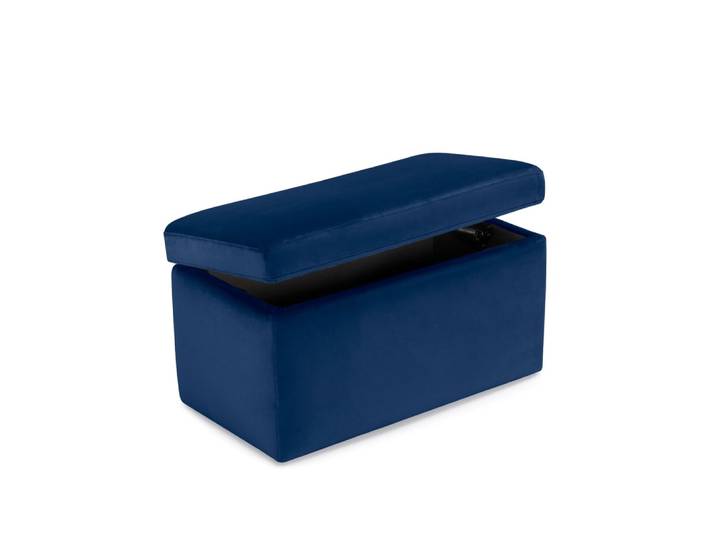 Banc conteneur fabriqué en Italie en velours bleu 80x40 cm