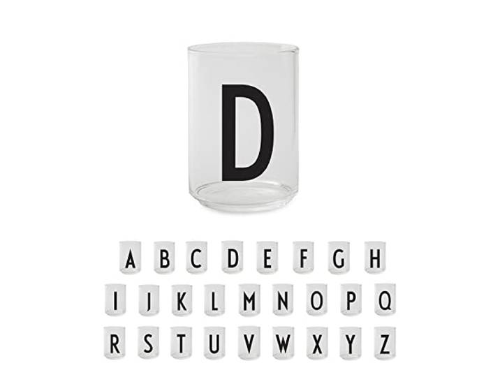 Design Letters Verre avec Initiale (A-Z) Cadeau Homme & Cadeau Femme Verre a Eau Gobelet Verre Borosilicaté Idéal pour Decoration Tableau Verre Lave-vaisselle Verre Lettres 350 Ml