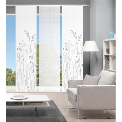 Schiebegardine VISION S "GRASIL 3er SET" Gr. 1, grau, B:60cm H:260cm, Polyester, Gardinen, Bambus-Optik, Digital bedruckt