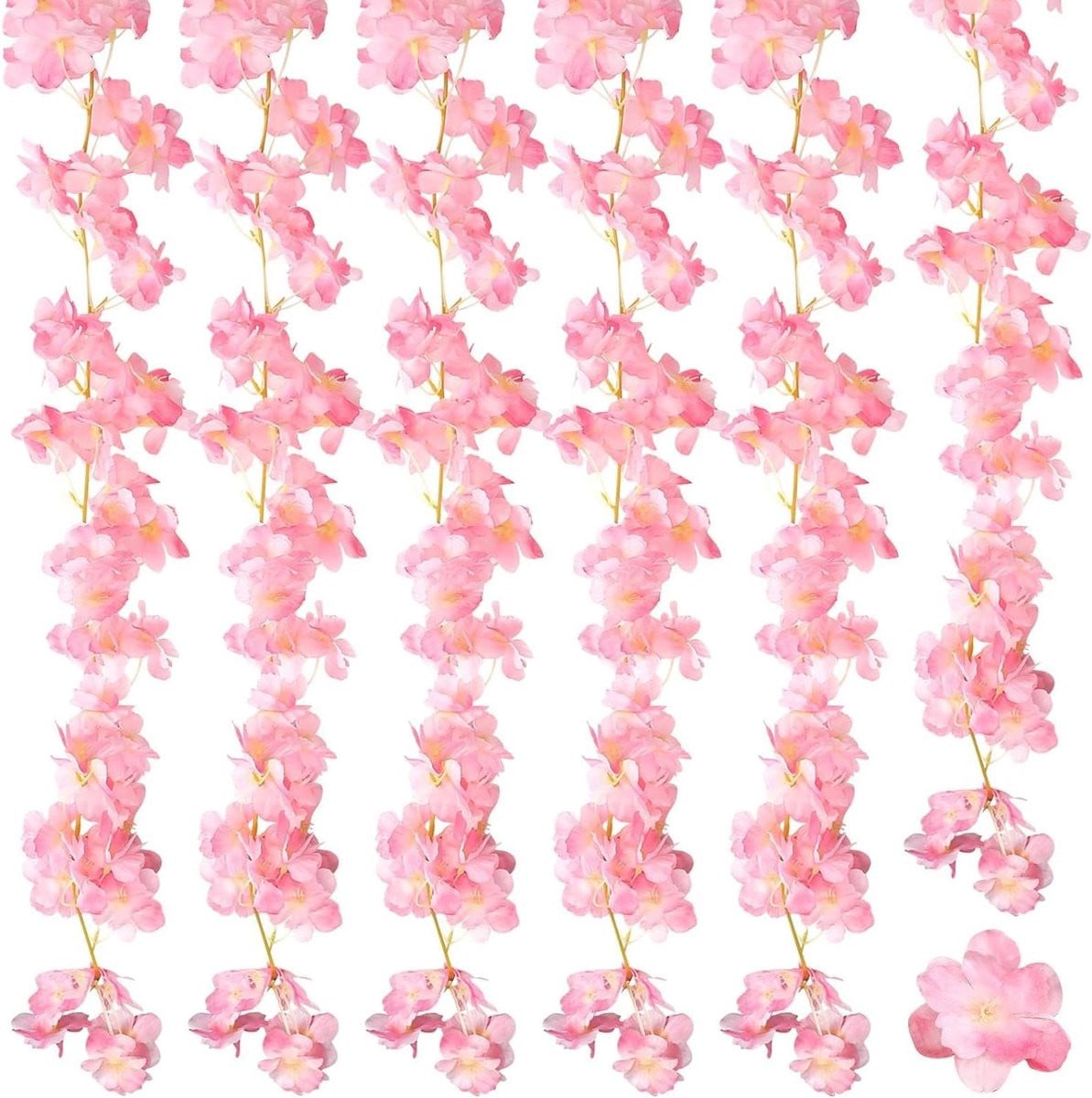 Donkerroze Kersenbloesem Slinger van Kunstbloemen, Weerbestendig, 180 cm