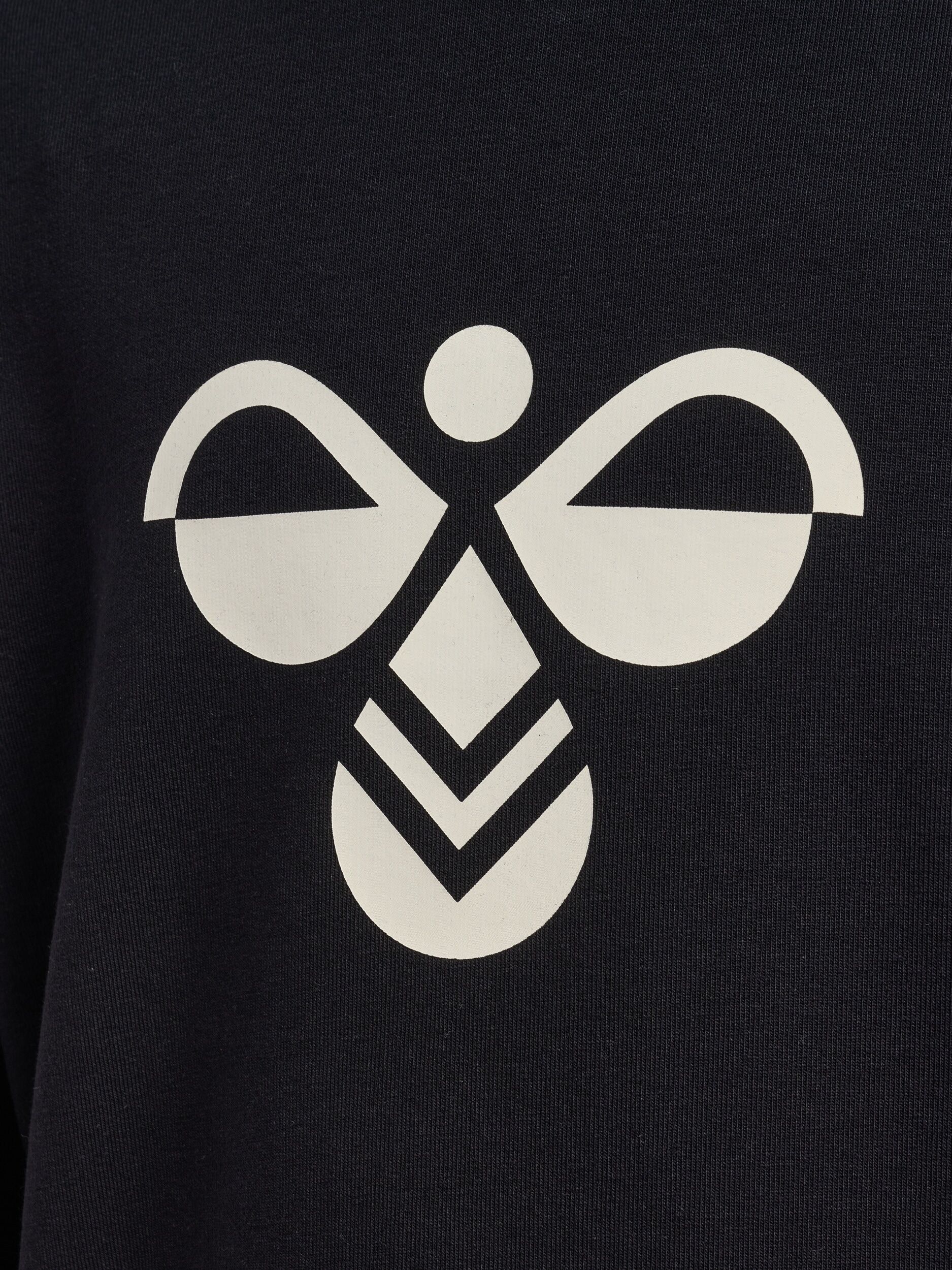 Sweatshirt HUMMEL "HMLJR REG TUKAS SWEATSHIRT", Jungen, Gr. 122/128, schwarz, Obermaterial: 97% Baumwolle, 3% Elasthan, Rundhals, Sweatshirts Sweatshirt, sportlicher Stil, mit Logo-Druck und seitlichen Winkeln schwarz 122/128