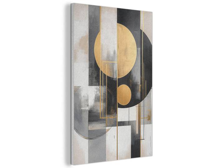 MuchoWow Akustikbild Abstrakt - Gold - Silber - Formen - Ästhetisch - Modern Wanddeko 60x90 cm, Goldfarben, Kunststoff, Rechteckig, 60x90x0.9 cm, Tapeten & Wandverkleidungen, Akustikpaneele