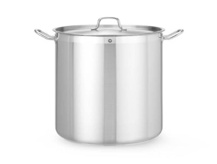 HENDI Kochtopf, hoch, mit Deckel, 50L, ø400x(H)400mm, Edelstahl Geeignet für alle Herdarten, flacher Boden, kühl bleibende Griffe, Induktionskochtopf, Bratentopf, Fleischtopf