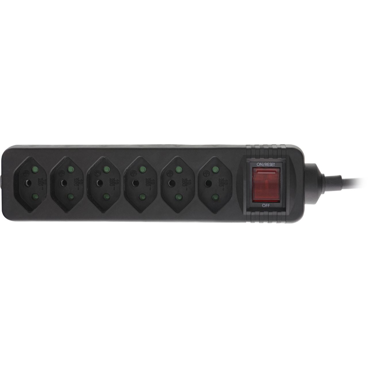 1.50m InLine Strom Steckdosenleiste mit Schalter Schwarz 6 (16451Y)