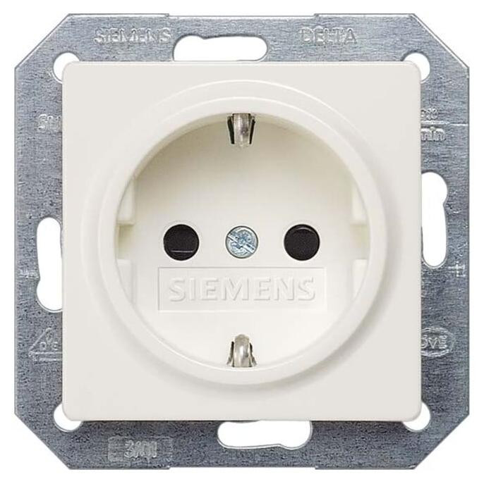 Siemens Schuko-stopcontact met verhoogde aanraakbeveiliging, DELTA i-systeem, titaniumwit