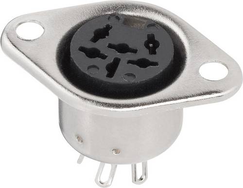 BKL Electronic 0208094 DIN-Rundsteckverbinder Flanschbuchse, Kontakte gerade Polzahl: 6 Silber 1St.