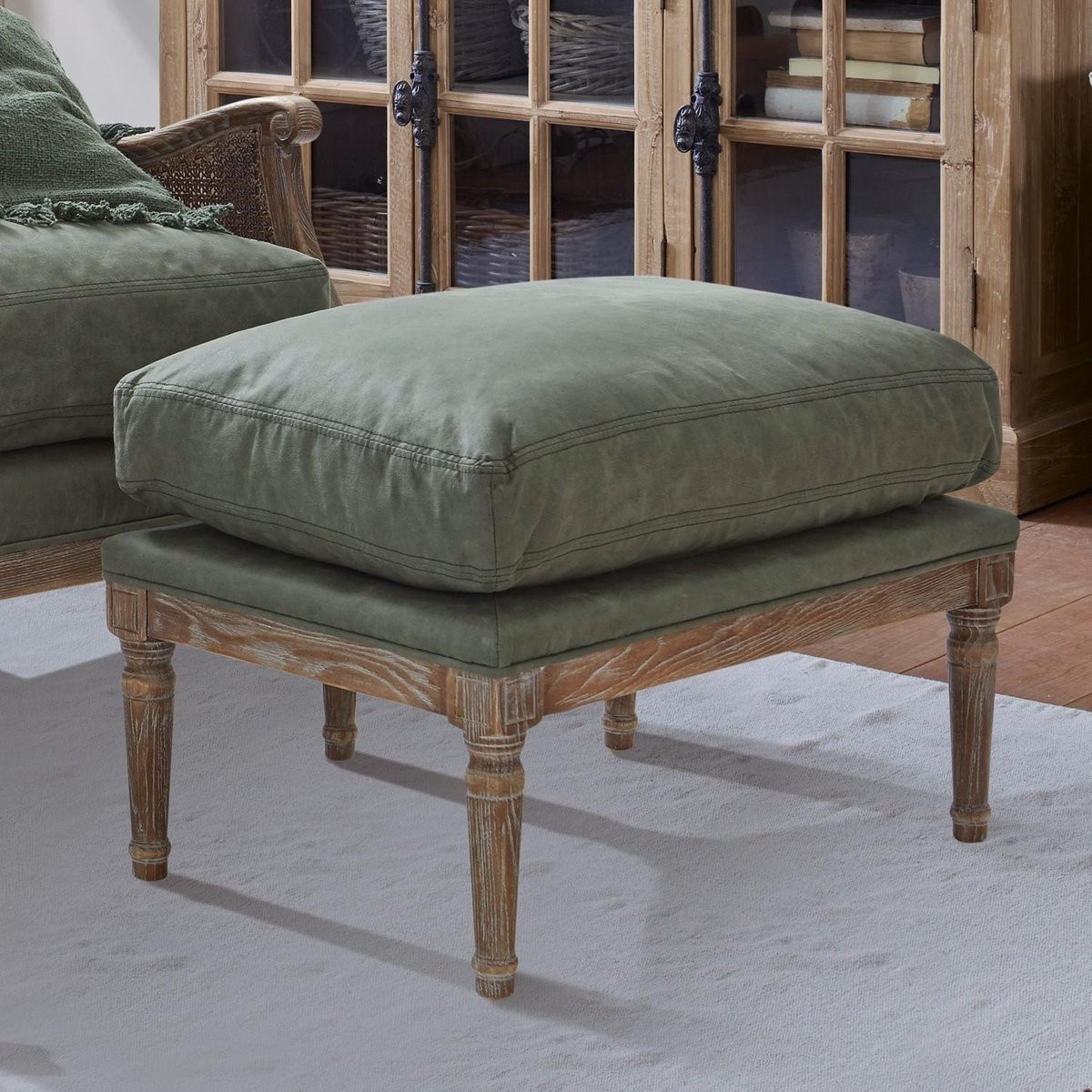 Loberon Hocker Greenbrier antiekbruin/groen