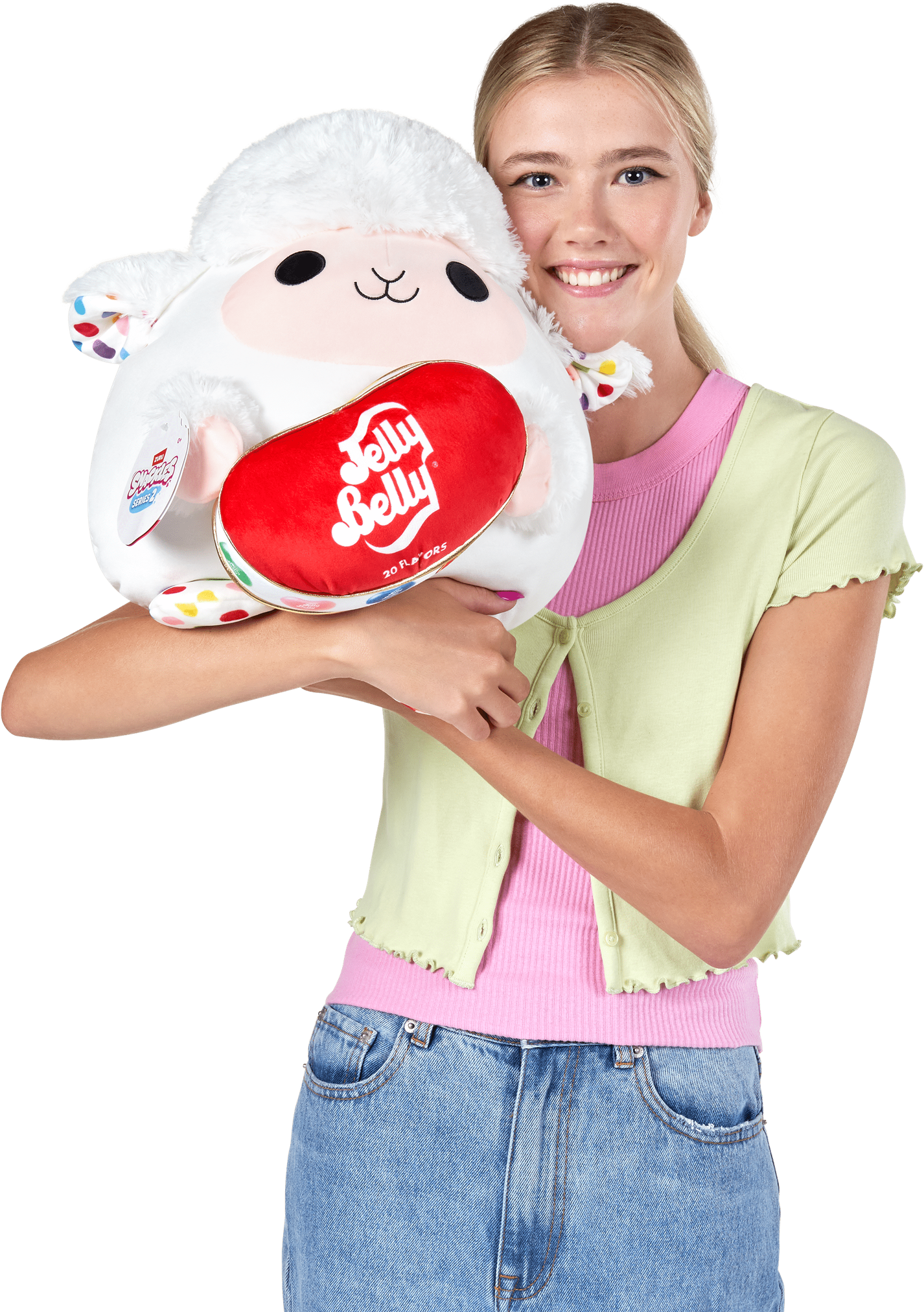 Snackles Super Sized 14 inch Squishy plush Lamb ; Jelly Belly for Kids and Adults - 14 in - Zuru