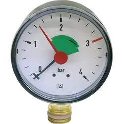 Rohrfeder-Manometer für Heizung/Sanitär - Radial, Afriso, Ø63mm, DN10 (3/8''), 3bar Markierung