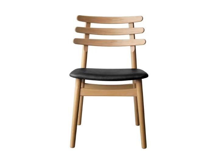 FDB Møbler Chaise J48 Oak nature lacquered-black leather