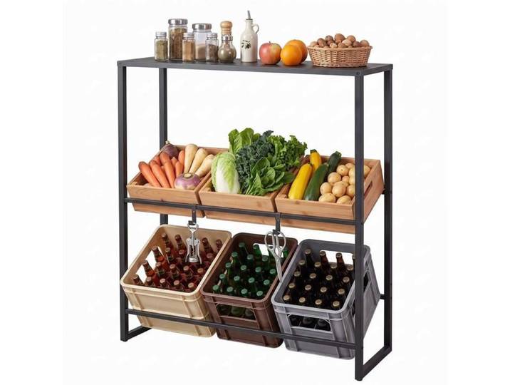 Accès facile porte-caisses boissons 3 niveaux rack métal inclinable jusqu'à 6 caisses avec étagère supérieure