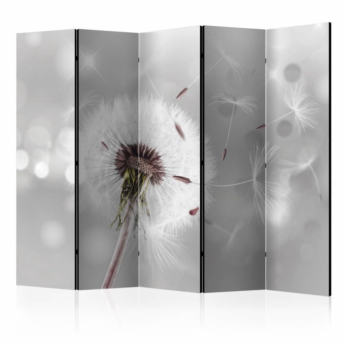 Dubbelzijdig geprint vouwscherm met paardenbloem motief, 225 x 172 cm