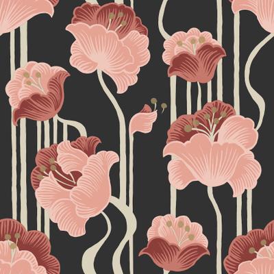 York Wallcoverings Shirley Coral Deco Floral Peel and Stick Wallpaper