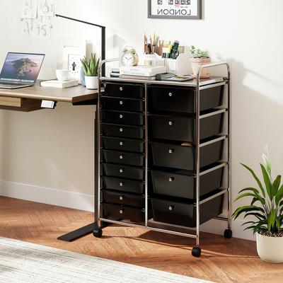 Lirago Rolling Storage Cart 15-Drawer Trolley with Chrome Plated Metal Frame