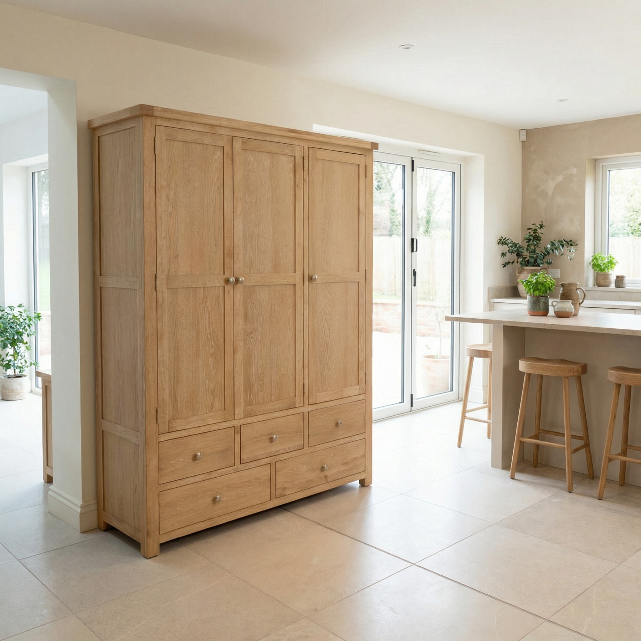 Burford Triple Larder Unit in Natural Oak