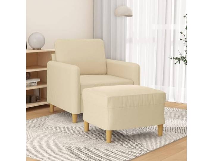 WXGTBKPR Sessel mit Hocker Creme Stoff, Relaxsessel mit Fußhocker für Wohnzimmer, Lesezimmer, Bequemer Einzelsessel mit Armlehnen
