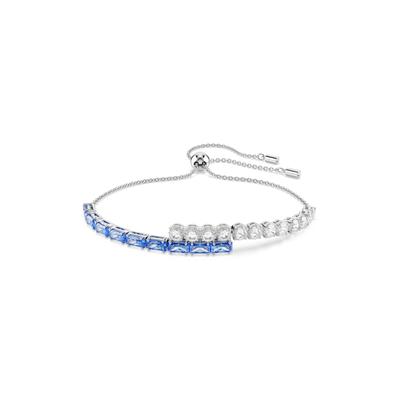 Armkette SWAROVSKI "Schmuck Geschenk Matrix Armband", bunt (metallfarben, kristallweiß, blau, kristallweiß, blau), Armbänder, Damen, Metall, Armkette, mit Swarovski Kristall, Zirkonia (synth.)