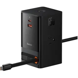 Baseus Power Strip PowerCombo US, 3 x Socket, Black (3 Ports), USB Ladegerät, Schwarz