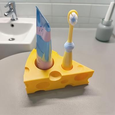 USA Free Shipping Shop Cute Cheese Toothbrush Holder With Toothpaste Organizer For Fun Bathroom Storage Cute Cheese Toothbrush Holder With Toothpaste Organizer For Fun Bathroom Storage