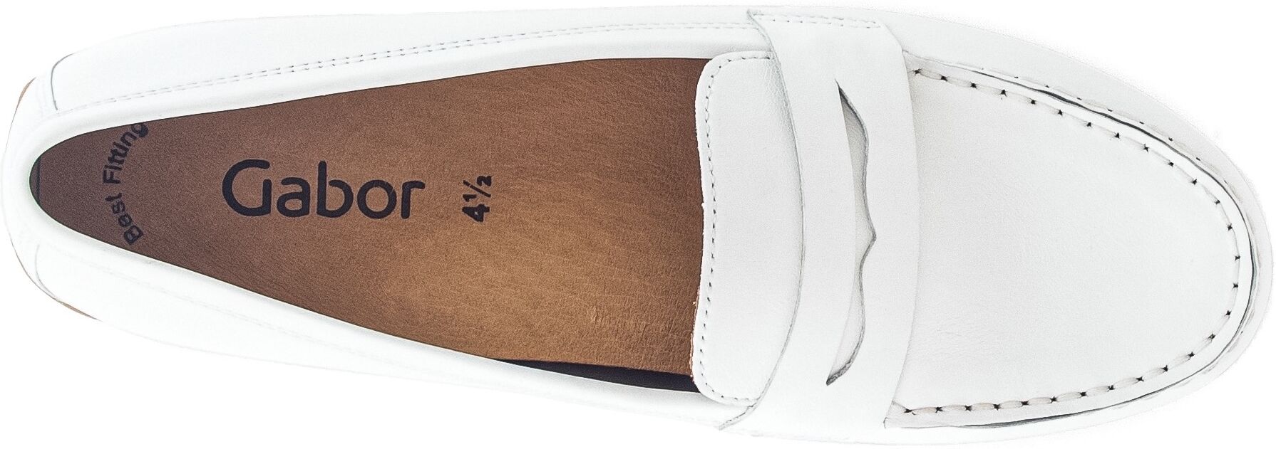 Mokassin GABOR, Damen, Gr. 41, Leder, weiß, Kalbsleder, unifarben, Schuhe Mokassin, Halbschuh, Businessschuh, Schlupfeschuh mit Zierriegel