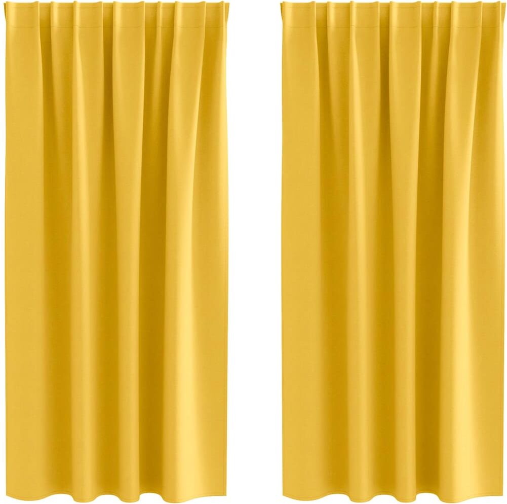 vidaXL Rideaux occultants avec anneaux 2 pc Jaune moutarde Polyester