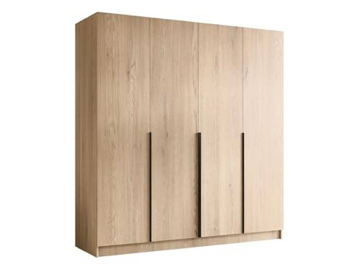 Mirjan24 Kleiderschrank mit Einlegeböden und Kleiderstange Salkor I, Vielseitiger Drehtürenschrank, Elegantes Kleiderschrank 4-türig (Eiche Cremona + Schwarz)