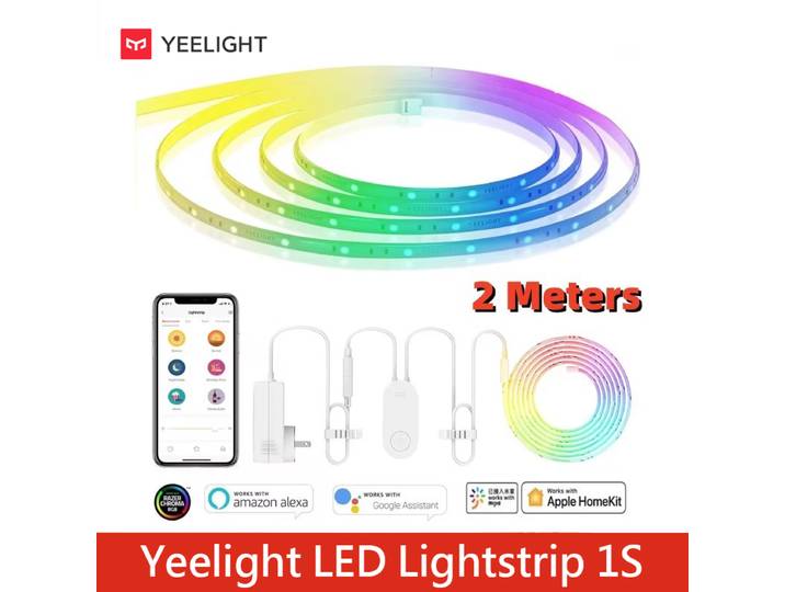 Bande lumineuse intelligente LED Yeelight, version mondiale 1S, RGB, colorée, 2 mètres de long, bande lumineuse WiFi pour Homekit Mijia Google Alexa