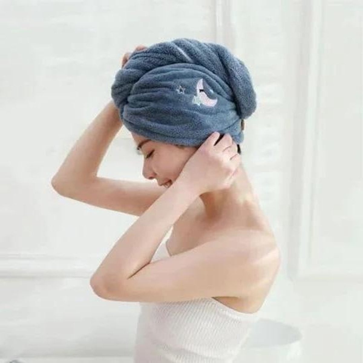 Super absorberende haardroger handdoek wrap voor volwassenen - Donkerblauw - 100 x 100 mm