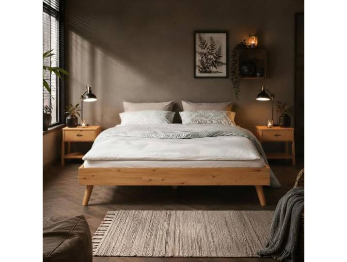 IDIMEX Futonbett Karri – Bettgestell aus Massivholz mit konischen Holzfüßen, niedriger Rahmen, Holzbett für Schlafzimmer