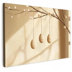 LEINWANDBILD Beige - Osterkuchen - Eier Wanddeko 90x60 cm