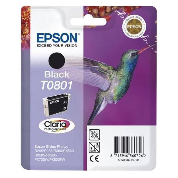 Inkadoo Epson C13T08014021T0801 Tintenpatrone schwarz Radio Frequency 220 Seiten 74ml Schwarz (BK) (C13T08014020)