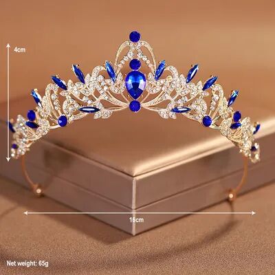 Smart Shopping Spot Gold Colour Bridal Crown Tiara For Weddings And Special Occasions blue