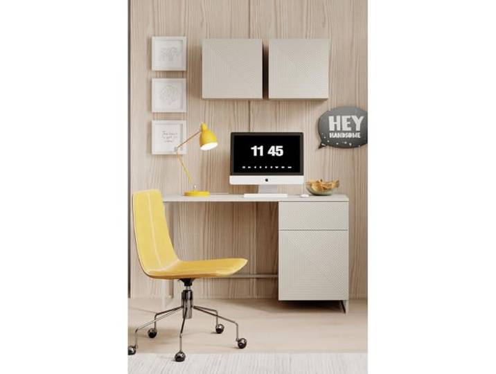 Lomadox Büromöbel-Set Jugendzimmer-Set Kaschmir mit gerillter Front 3-teilig, 2 Hängeschränke, Schreibtisch grifflos, Push-to-Open, Metallgestell kaschmirfarben