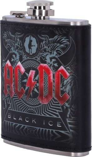 Nemesis Now AC/DC Black Ice Album reliëf heupfles van roestvrij staal, 7 oz