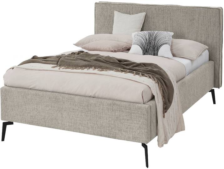 Polsterbett MEISE.MÖBEL Riva II , beige (greige, greige), B:165cm L:216cm, Betten, Polsterbett, mit schwarzen Metallfüssen, wahlweise mit Bettkasten