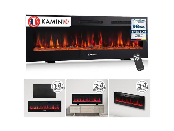 Cheminée électrique Kaminio Marlon 152\,4x46\,6 cm 1800 Watt
