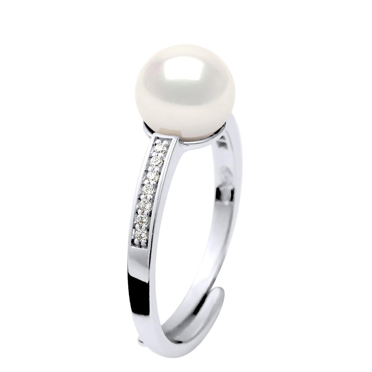 Ring Zoetwater Parel sieraden 7-8mm Wit en zirkonium oxides 925
