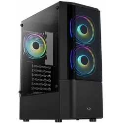 AEROCOOL Quantum V3 schwarz, Lüfter LED RGB, Glasfenster
