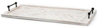 "Mercana Alfred Natural Wooden Herringbone Rectangular Tray - 35""W x 16""D x 4""H"