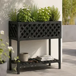 Pflanzkasten MCW-P86, Blumen-/Pflanzkübel Blumenkasten, In-/Outdoor Akazie Holz MVG-zertifiziert 78x82x32cm ~ schwarz