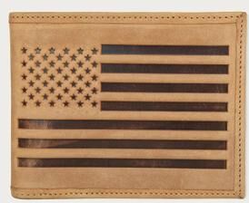 Lucky Brand Flag Embossed Leather Bifold Wallet - Women's Accessories Clutch Wallet in Medium Brown, Size OneSize