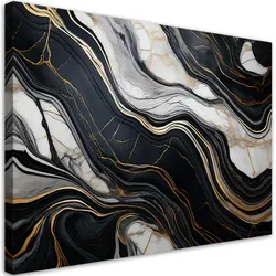 WANDBILD schwarz weißer marmor mit gold