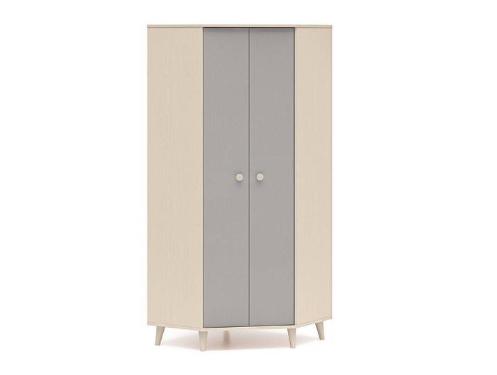 KONSIMO® Eckschrank PUNGI Eckkleiderschrank, Kinderzimmer, hergestellt in der EU Einlegeböden, Kleiderstangen, sanft schließend