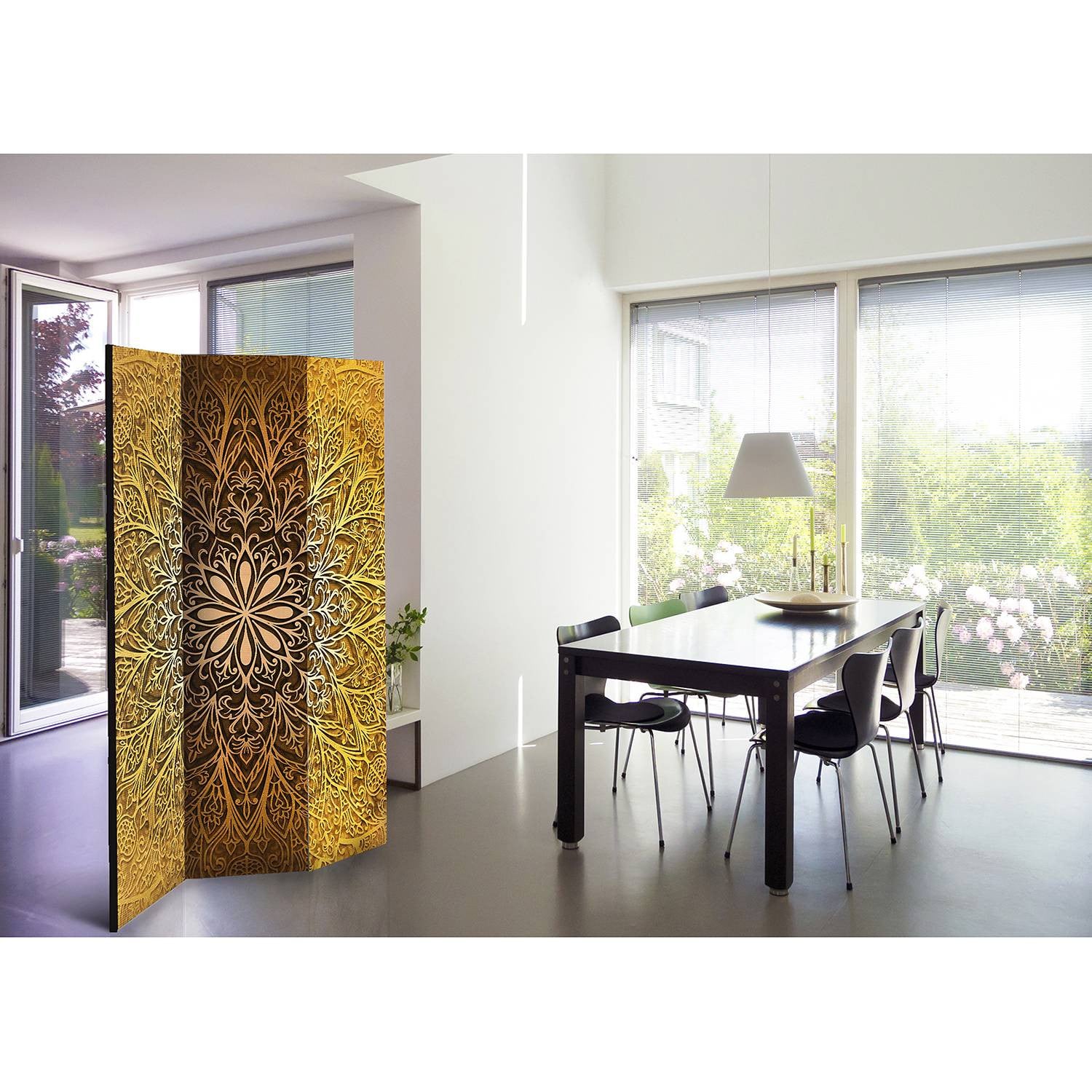 home24 Kamerscherm Sacred Circle Bruin met Goud, B/D/H: 135 x 3 x 172 cm