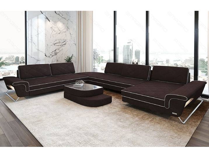 XXL Stoff Wohnlandschaft Bari U-Form