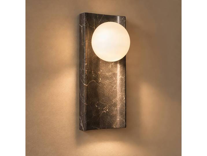 Wandleuchte Sonto Lucande, dimmbar, alu / grau / zink, für Wohn- / Esszimmer, Stein, Design