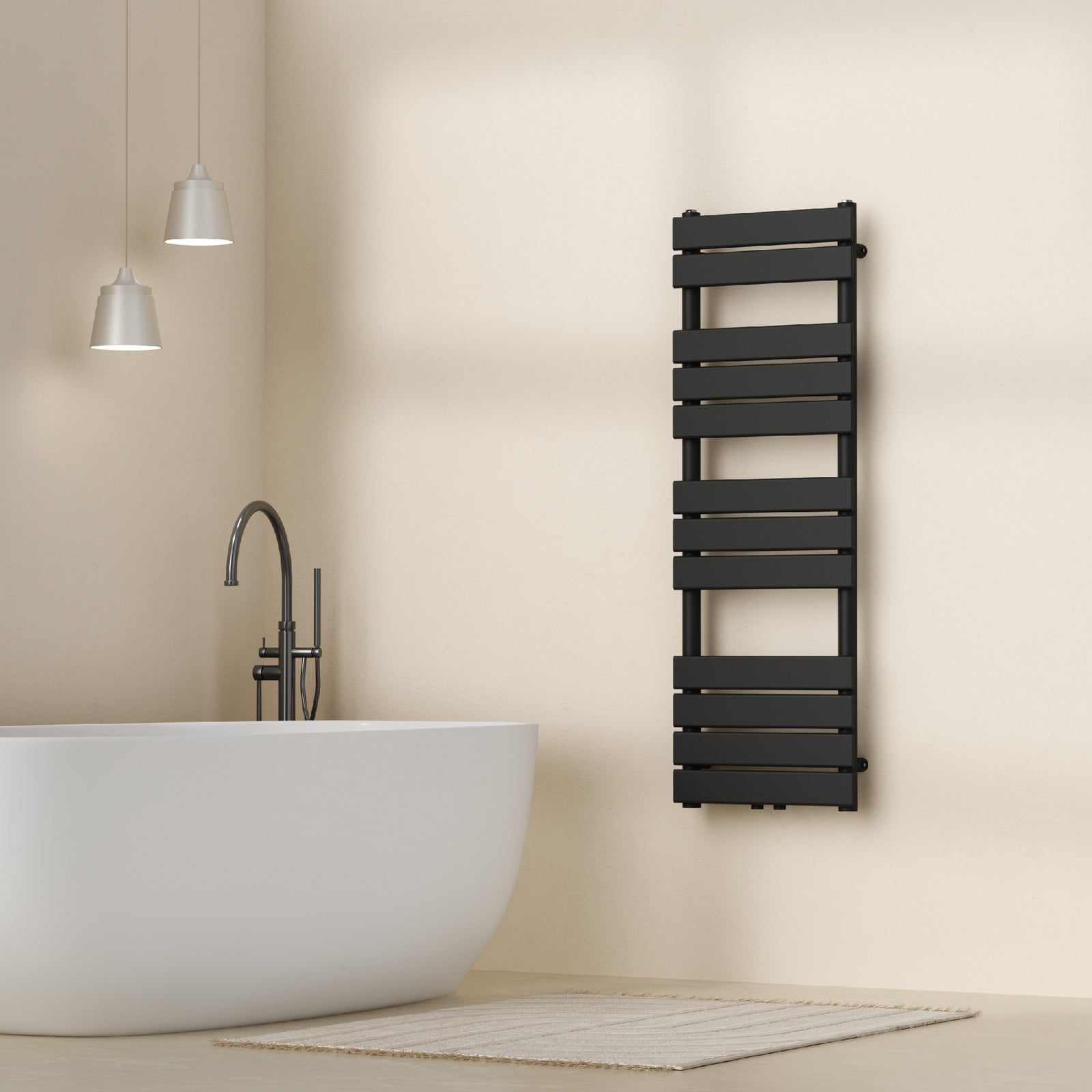 Neu.haus Handdoekradiator Voss zwart lamellen 120 x 40 cm