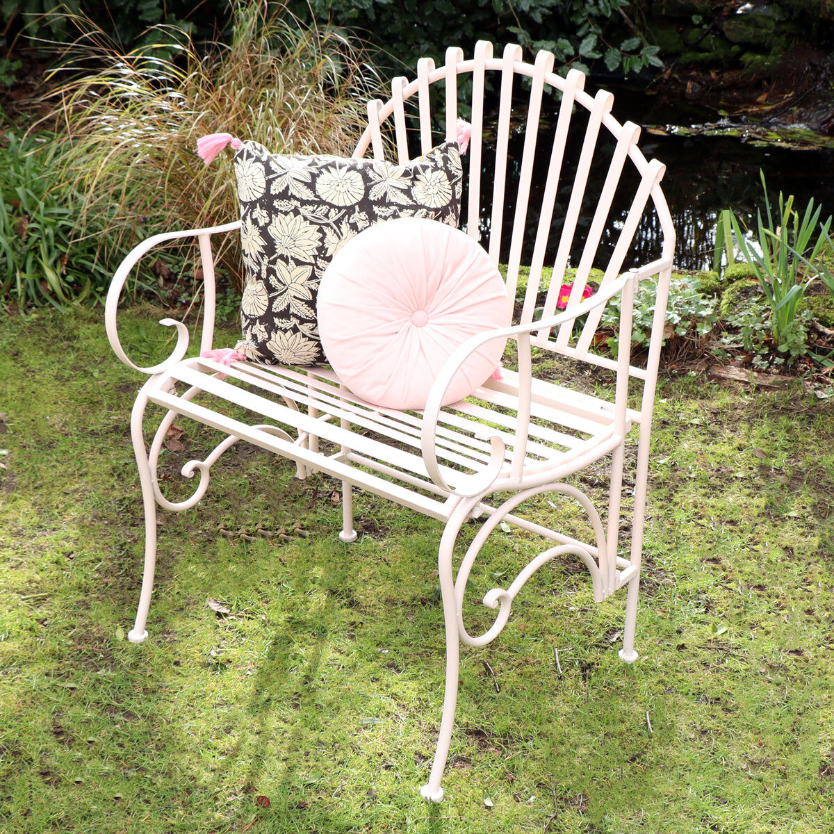 Ornate Pink Metal Painted Garden Chair 62cm Metal