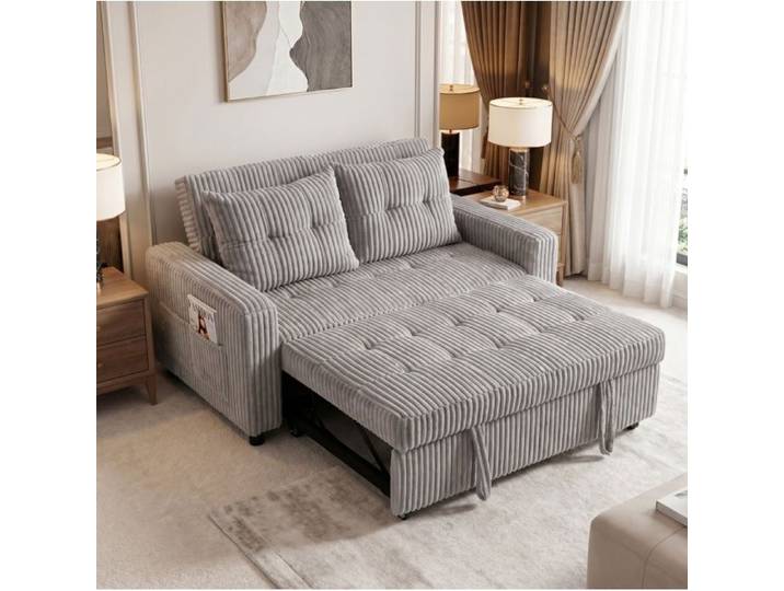 VUENOR Canapé convertible 2 places gris clair – lit d'appoint sans matelas
