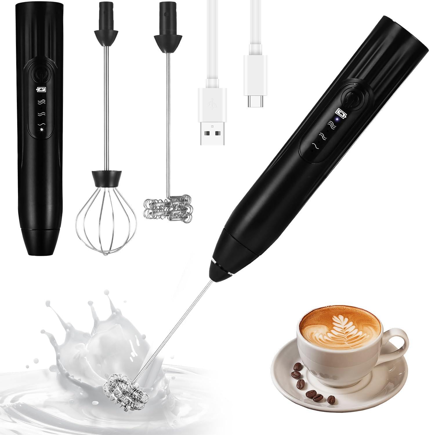 Dripio Elektrische melkschuimer 2-in-1 met USB-aansluiting en 3 standen